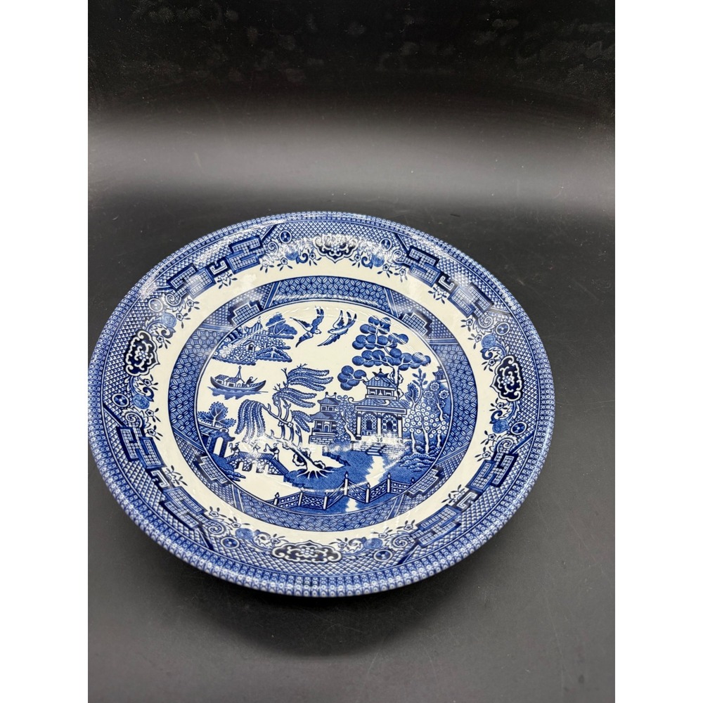 Churchill England Blue Willow Soup Bowl 8 Inch Blue White Ironstone Transferware